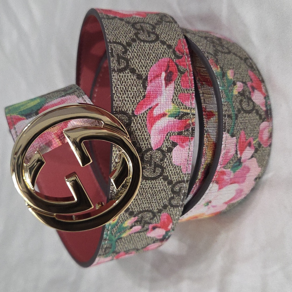 Gucci Blooms Floral Belt Pink Gold GG Buckle - Picture 7 of 16